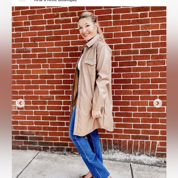 Easel Women’s Faux Leather Duster Shirt Jacket Shacket Small Boho Trench Coat - Picture 16 of 16